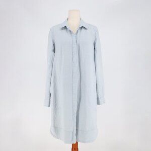 0039 ITALY Linen Shirt Dress Pale Blue Size M
